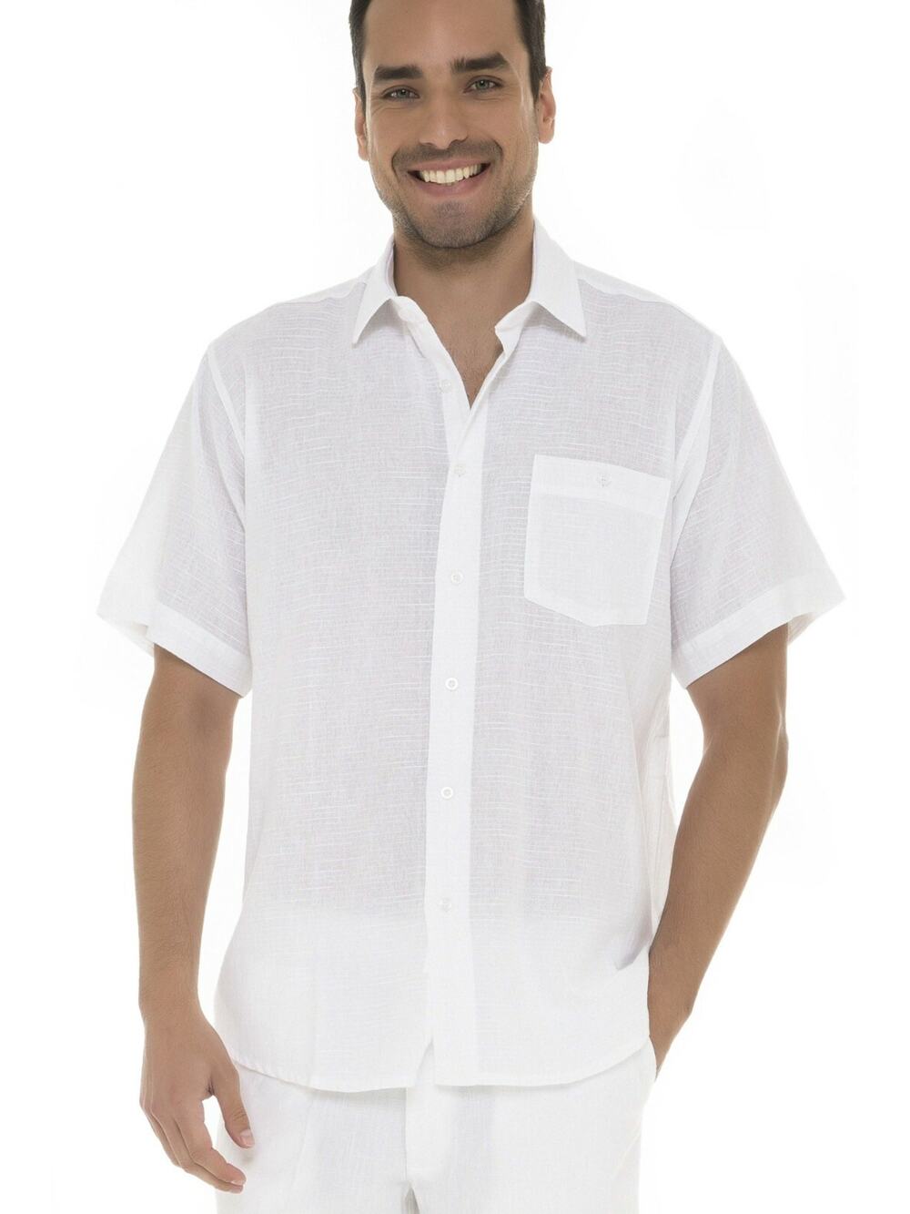 White by Nature Men's Short Sleeve 100% Cotton Gauze Summer Shirt White XXL NWT